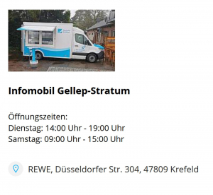 Das Infomobil steht Dienstags und Samstags vor Ort - JETZT INFORMIEREN !