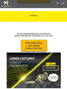 Muenet und epcan verlängern die Nachfragebündelung in Krefeld bis zum 11. März.