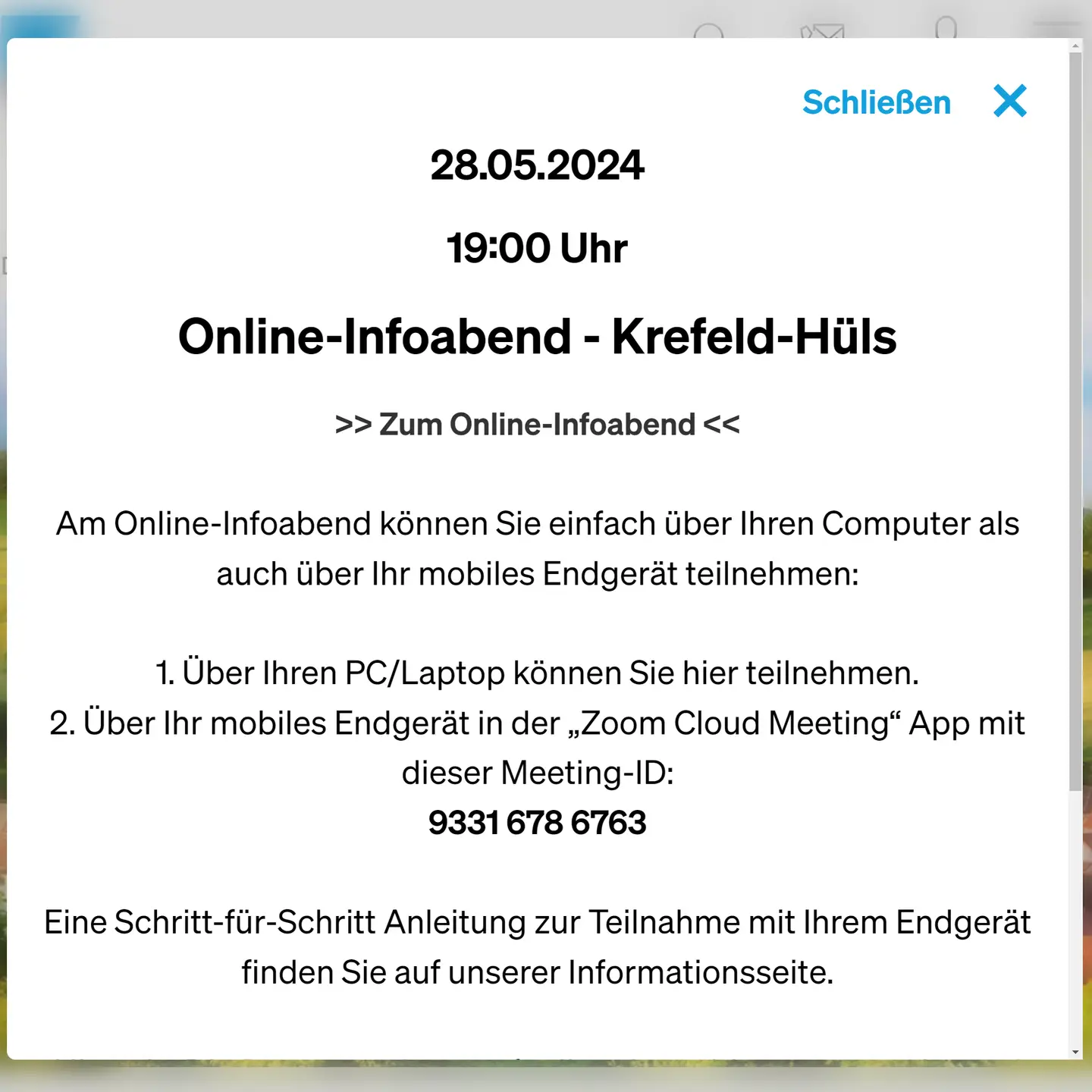 ONLINE INFOABEND H&Uuml;LS